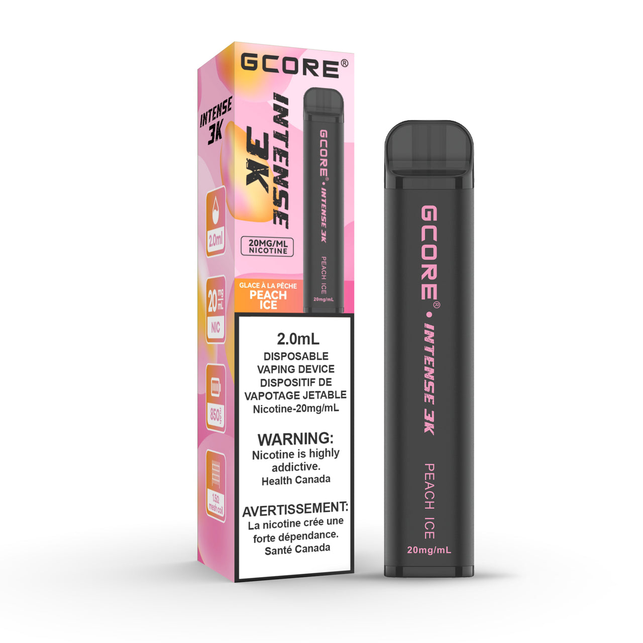 GCORE 3K - Peach Ice - 20mg Intense